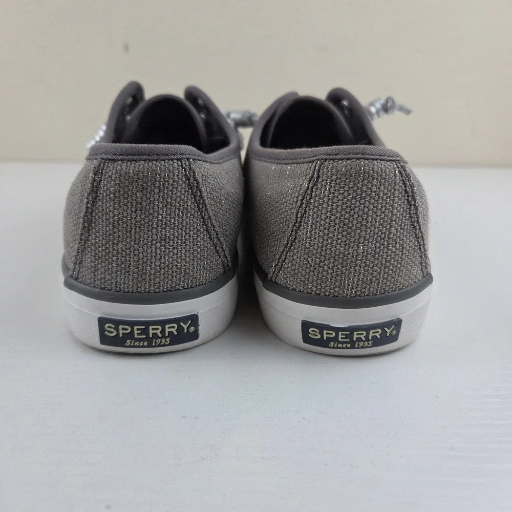 Sperry Top-Sider Seacoast Gray Silver‎ Metallic Canvas Women's Sneaker Size 7 M